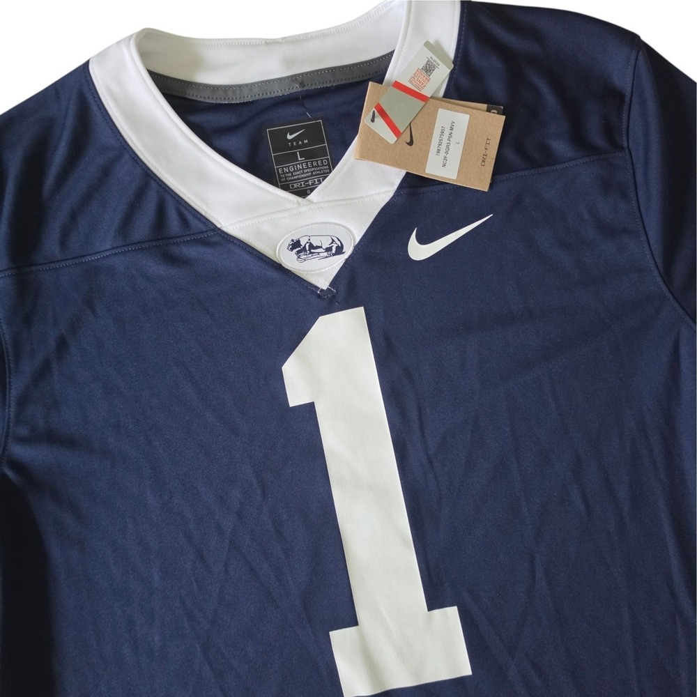 Nike Mens Penn State Football Jersey Navy Blue Dri-FIT Nittany Lions 1 Large